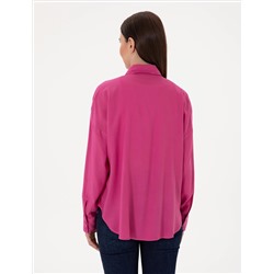 Fuşya Oversize Uzun Kollu Gömlek