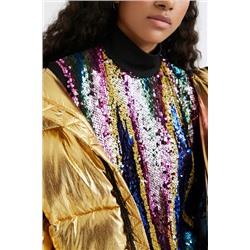 Camiseta cuello alto lentejuelas