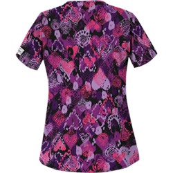 UA Bohemian Heart Black Print Scrub Top