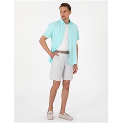 Gri Slim Fit Gofre Dokuma Şort