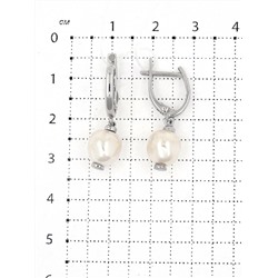 Серьги из серебра с жемчугом Swarovski родированные 925 пробы с4002р-8В