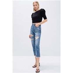 Vaquero slim fit 7/8 de tiro alto Azul