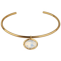 Колье-чокер Грация (кристаллы SW 30х22 белый опал; покрытие золото) 13см, Есть комплект