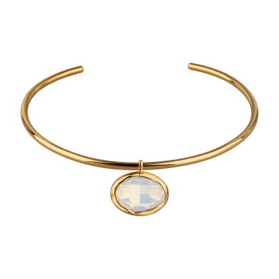 Колье-чокер Грация (кристаллы SW 30х22 белый опал; покрытие золото) 13см, Есть комплект