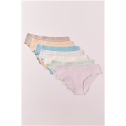 Pack 7 bragas anchas algodón lisas logo