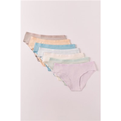 Pack 7 bragas anchas algodón lisas logo