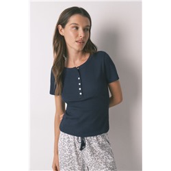 Camiseta manga corta algodón azul