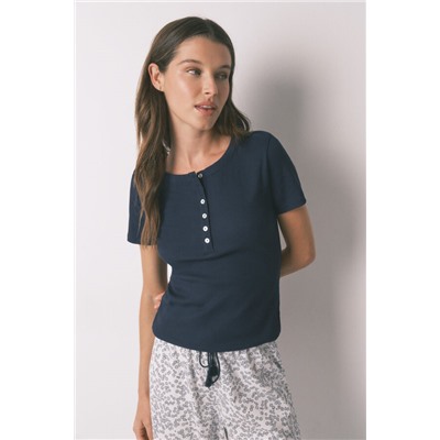 Camiseta manga corta algodón azul