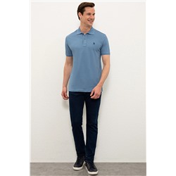 Erkek İndigo Basic Polo Yaka Tişört