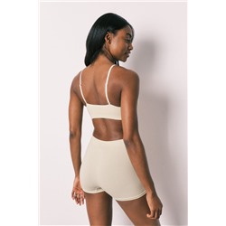 Top triangular canalé sin costuras verde