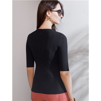 Футболка из трикотажа в широкий рубчик