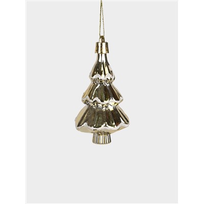 Набор елочных игрушек, 7 см, 2 шт, пластик, серебристо-золотистый, Домик и елка, New year