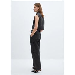 Jeans slouchy cargo tiro medio