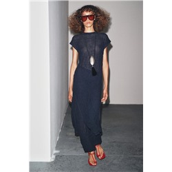 FINE KNIT CRINKLED MIDI DRESS