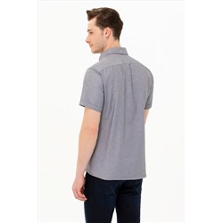 Erkek Lacivert Melanj Kısa Kollu Gömlek