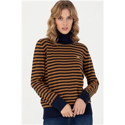 Kadın Lacivert Balıkçı Yaka Kazak