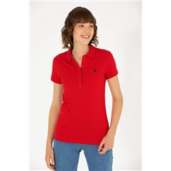 Kadın Kırmızı Basic Polo Yaka Tişört