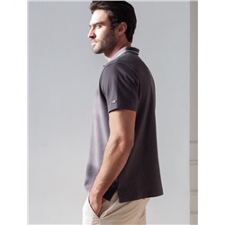 Футболка поло с плетеным воротником на пуговицах из эластичного хлопка