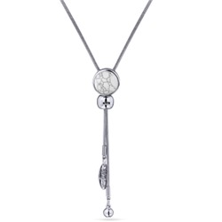 Кулон Самоцветы (бирюза белая; покрытие родий) 90см, Есть комплект