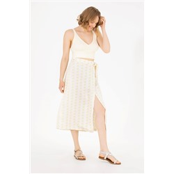 Kadın Ekru Dokuma Etek