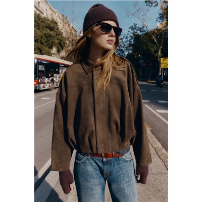 CHAQUETA BOMBER EFECTO ANTE