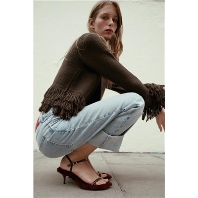 FAUX FUR SOLE HEELED SANDALS