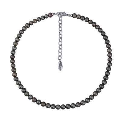 Колье (жемчуг серо-зеленый 6-7мм; покрытие родий) 37-43см