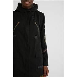 Parka capucha parches