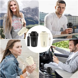 PHILORN Pink Coffee Tumbler - 12 OZ Insulated Coffee Mug with Lid, Leak Proof Thermo Cup for Hot and Iced Drinks, Stainless Steel Vacuum Pink Cup with Double Wall