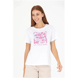 Kadın Beyaz Bisiklet Yaka Tişört