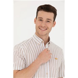 Erkek Camel Kısa Kollu Gömlek