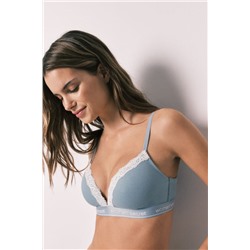 Sujetador triangular algodón canalé verde CHARMING