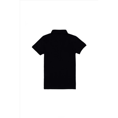 Kız Çocuk Siyah Basic Polo Yaka Tişört