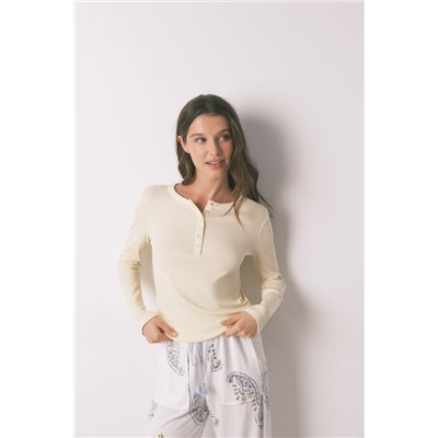 Camiseta manga larga algodón amarillo