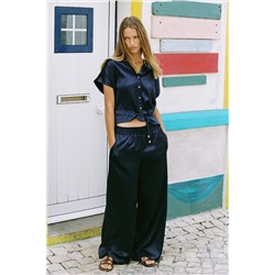 SATIN SHIRT WITH BELT