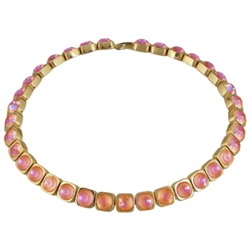 Колье Теннис (кристаллы SW оранжевые 8мм; покрытие золото) 37-40см, Есть комплект