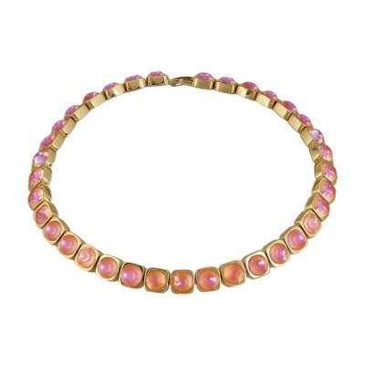 Колье Теннис (кристаллы SW оранжевые 8мм; покрытие золото) 37-40см, Есть комплект