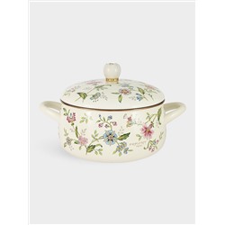 Кастрюля, 20 см, 2,6 л, с крышкой, с покрытием, сталь, молочная, Цветы, Provence