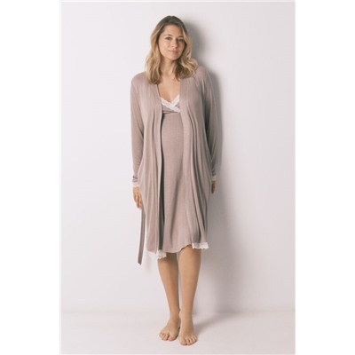 Bata "maternity" cinturón gris