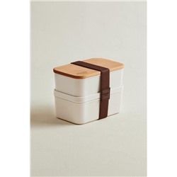 Margot Ahşap Kapaklı 2'li Lunch Box - 2x500 ml