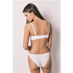 Braga brasileña tira algodón canalé blanca