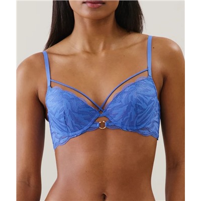 Sujetador push-up de encaje azul