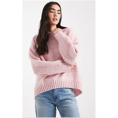 ASOS DESIGN oversized crew neck sweater in pink