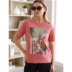 Футболка из фактурного полотна с авторским принтом