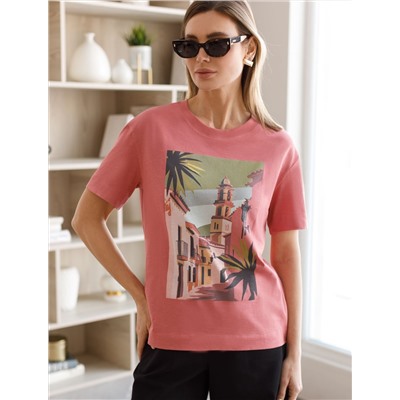 Футболка из фактурного полотна с авторским принтом