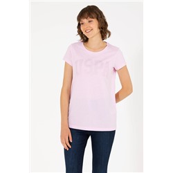 Kadın Manolya Bisiklet Yaka Basic Tişört