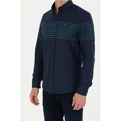 Erkek Lacivert Uzun Kollu Gömlek