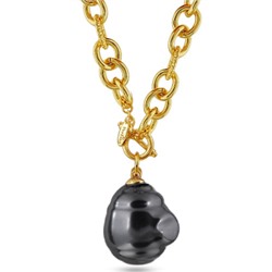 Кулон Якорь (Майорка 18мм темно-серая; покрытие золото) 80см, Есть комплект