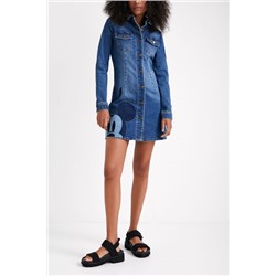 Vestido denim slim Mickey Mouse