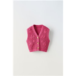 CHENILLE FLORAL KNIT VEST